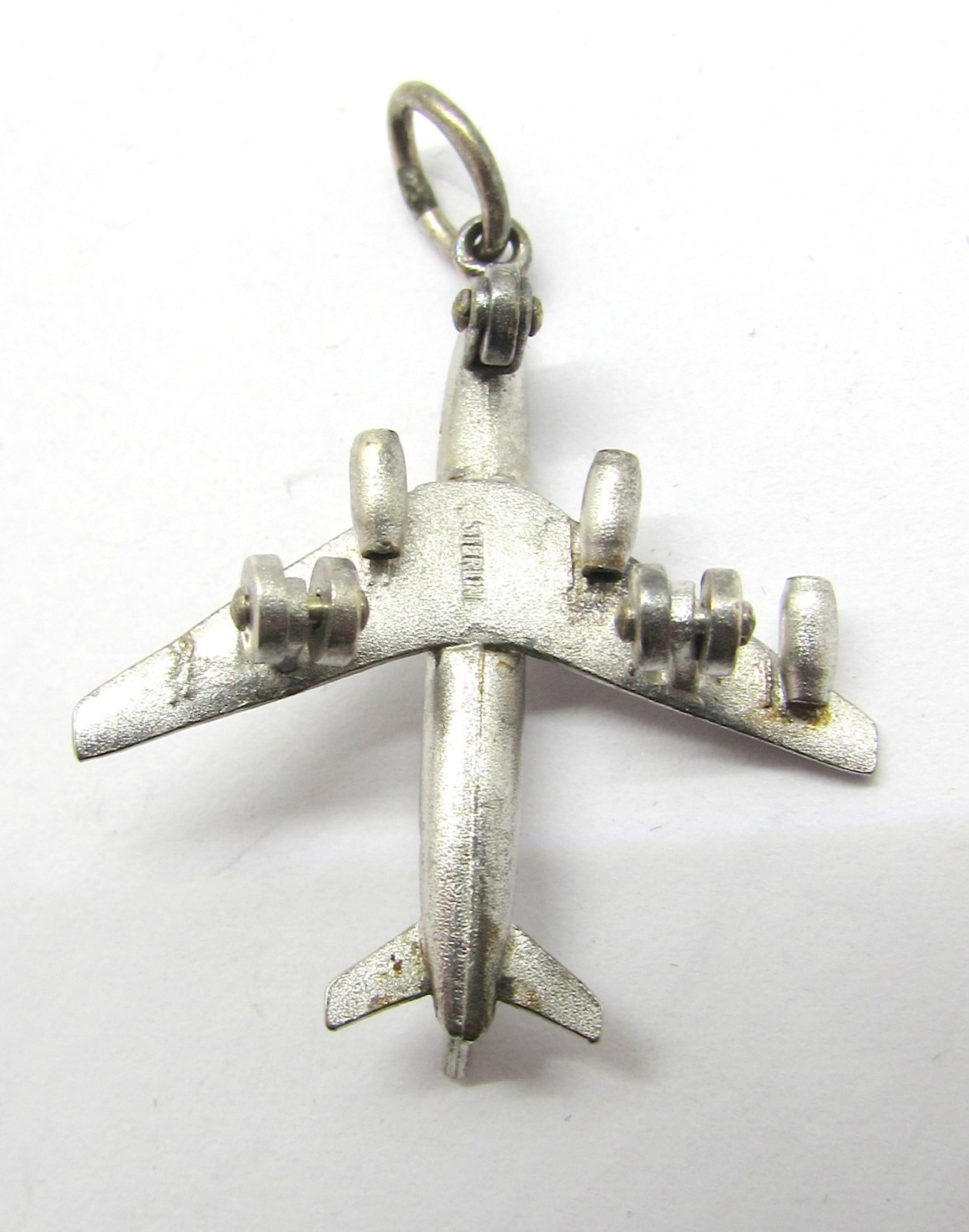 925 STERLING SILVER COMMERCIAL AIRLINE AIRPLANE PENDANT OR CHARM 29x26MM ~ 2.8G