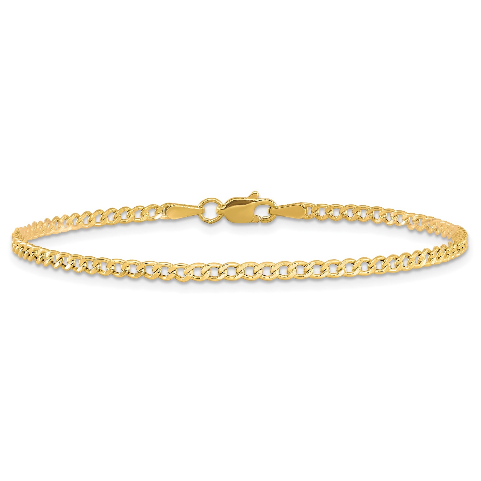 10K Yellow Gold 2.5-7mm Curb Chain Necklace 7-26 Inch Mens Womens