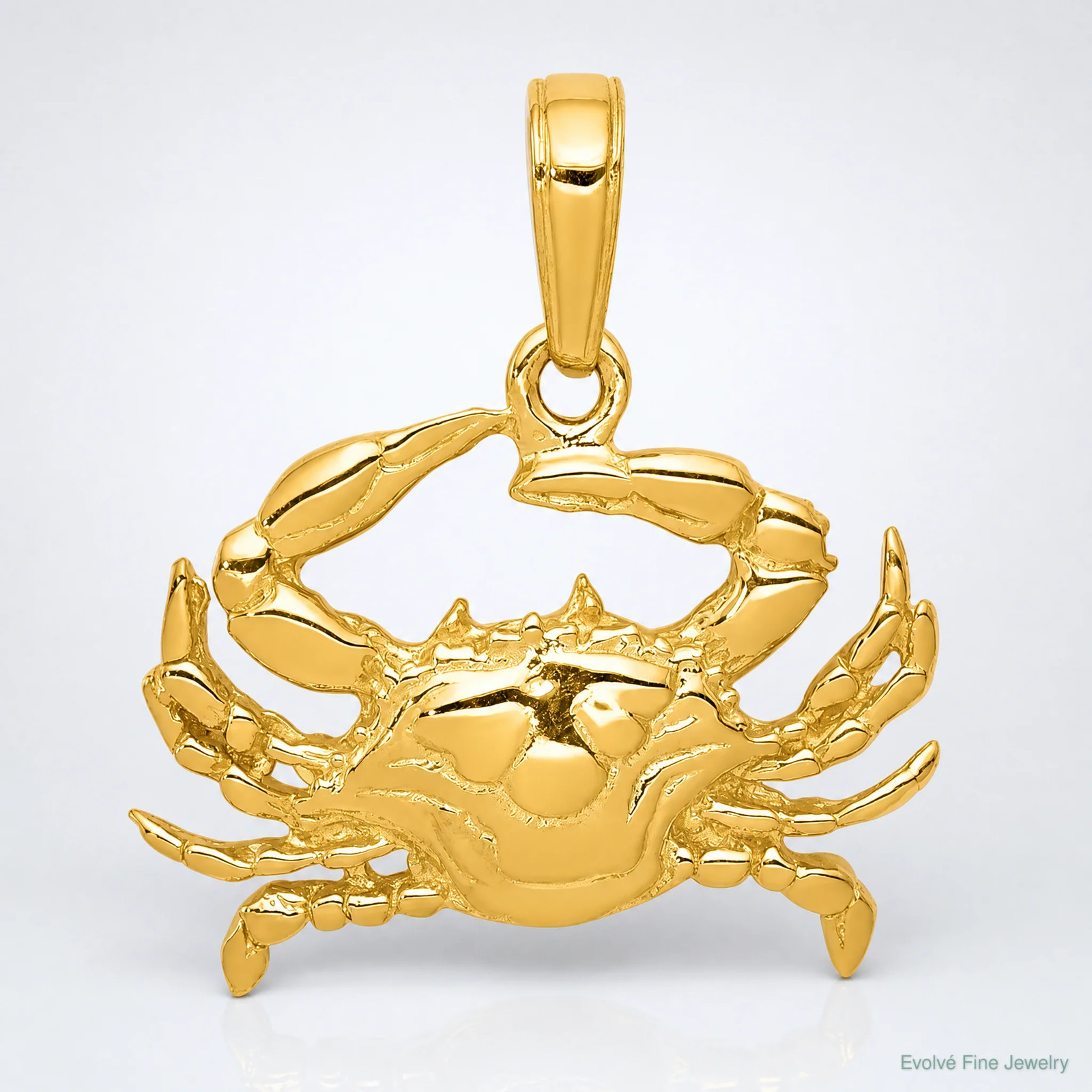 10K / 14K Yellow Gold Blue Crab Pendant