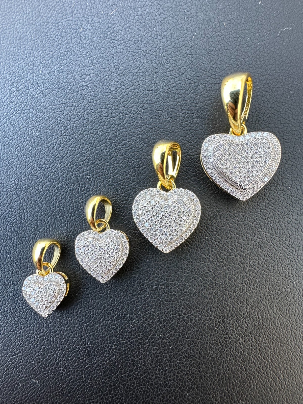 MOISSANITE 925 Silver 14K Gold Iced Small Ladies Heart Shaped Love Pendant Charm