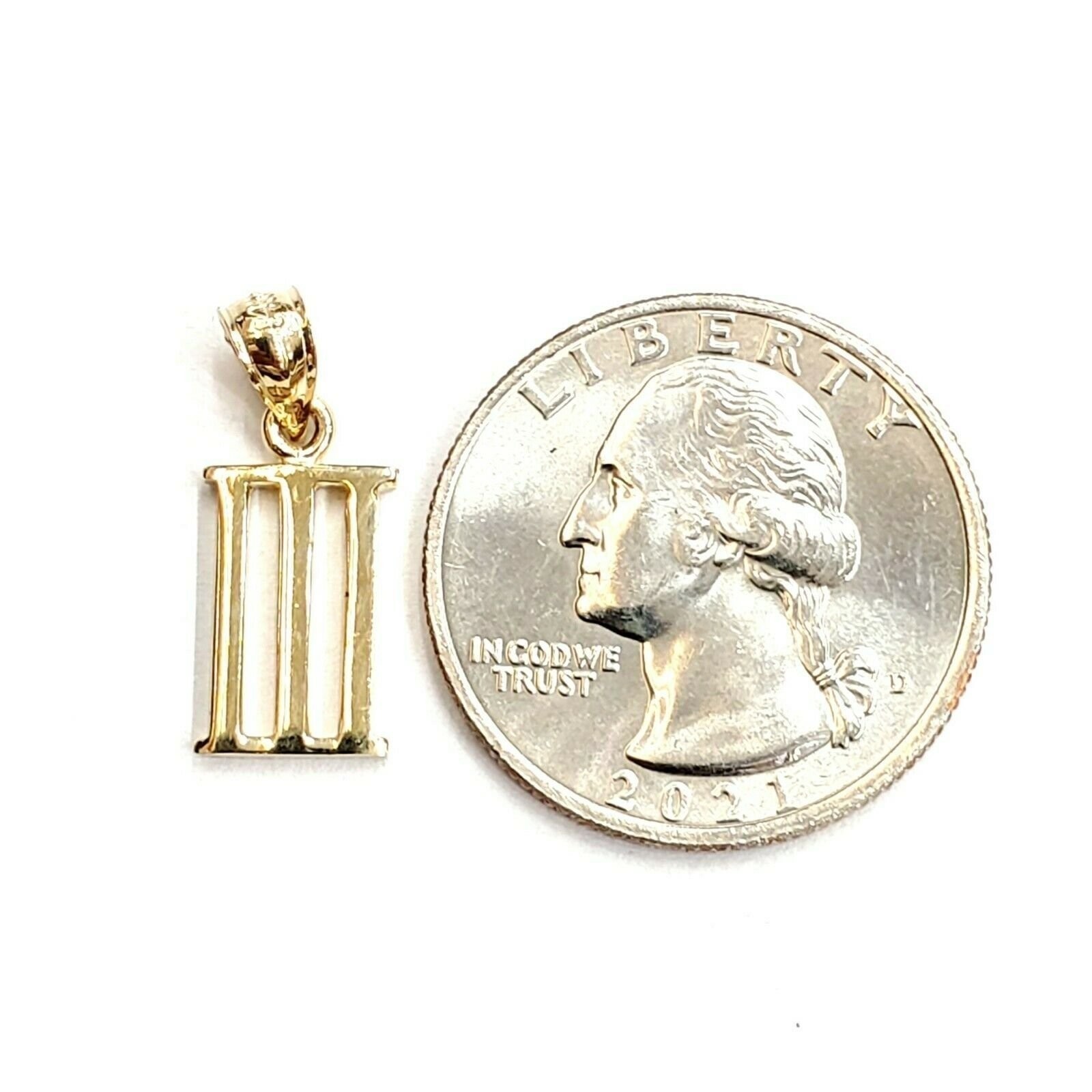 New 14KT Yellow Gold Solid Roman number 3 Pendant charm gift Fine Jewelry 1.3g