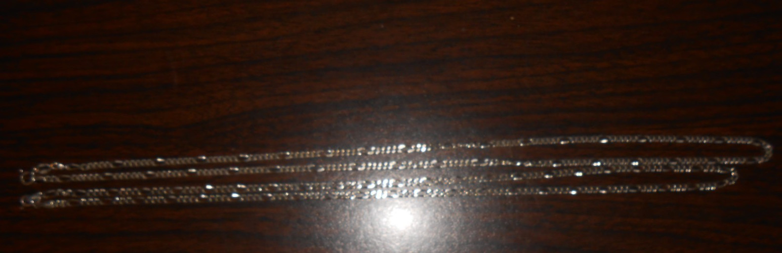 22″ and 23.5″ FIGARO NECKLACE CHAINS MARKED 925 ITALY – 18.57 GRAMS PRE-OWNED
