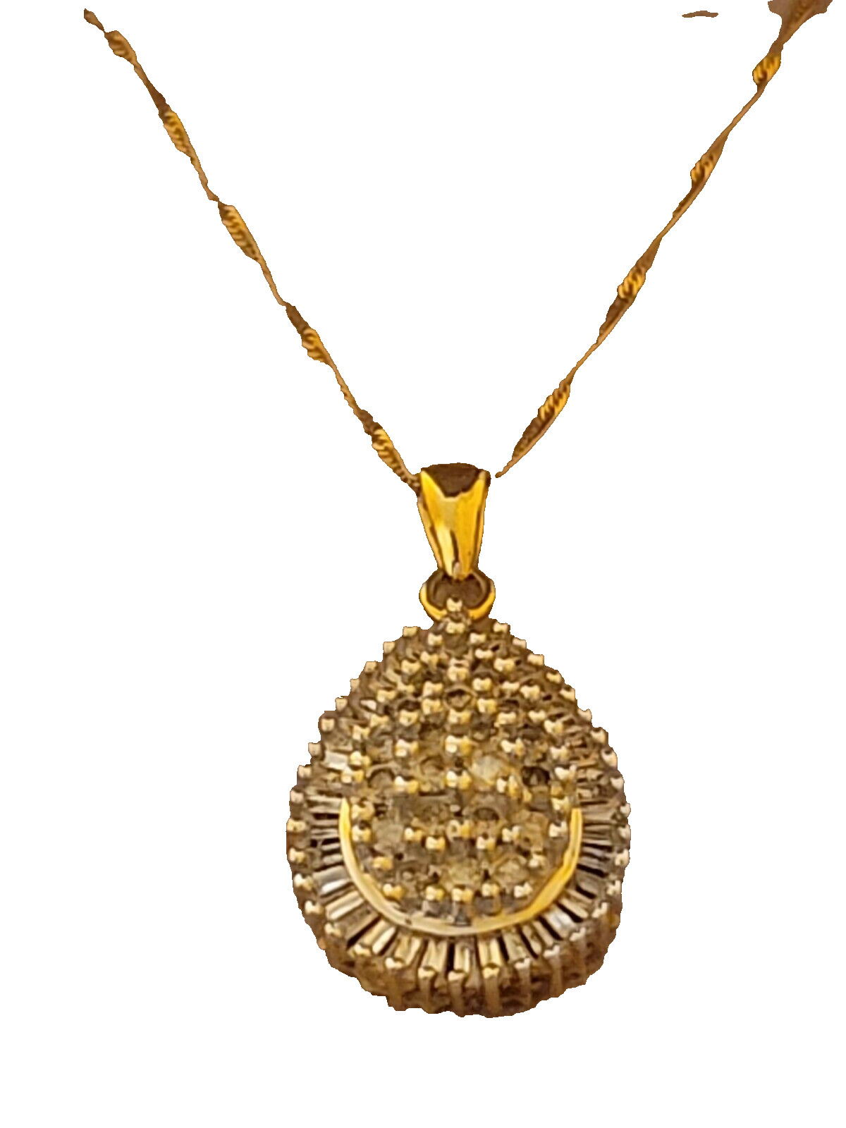14K Yellow Gold 1.37 Carat Diamond Teardrop Pendant 22″ Necklace 4.94 Grams