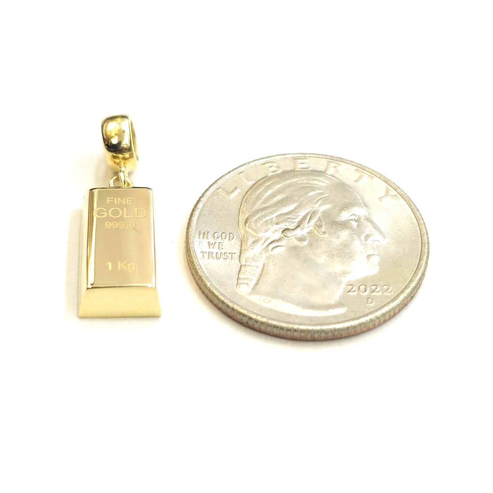 14k Yellow Gold Tiny 999.9 fine gold bar brick bar 1kg Pendant Charm Gift 2.2g
