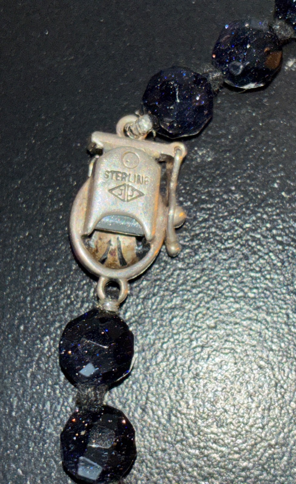 Vintage Judith Jack Sterling, Marcasite & BLUE SUNSTONE Necklace & EARRINGS TOO