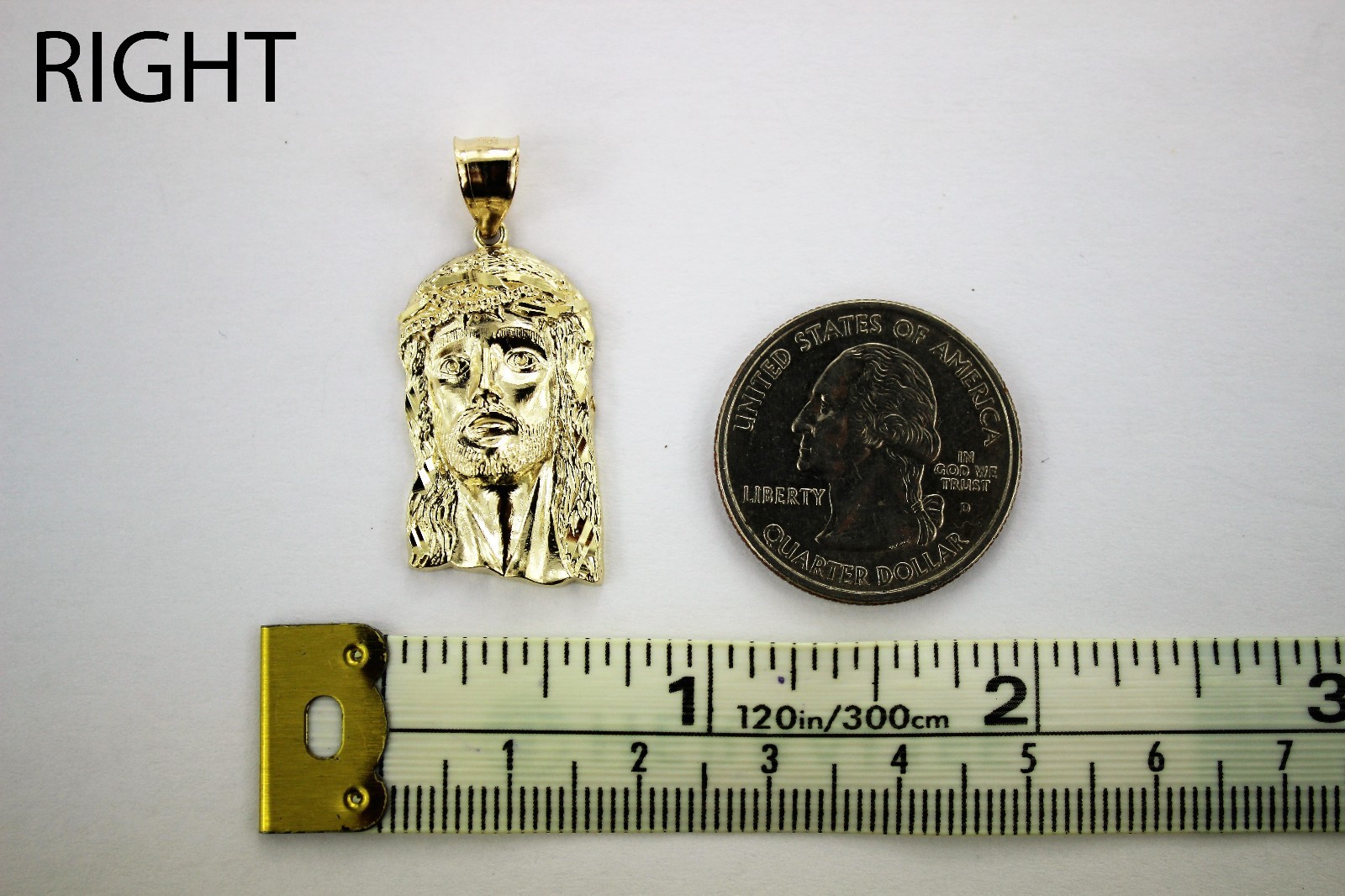 10K Yellow Gold Jesus Face Pendant Charm Diamond Cut 5 Sizes