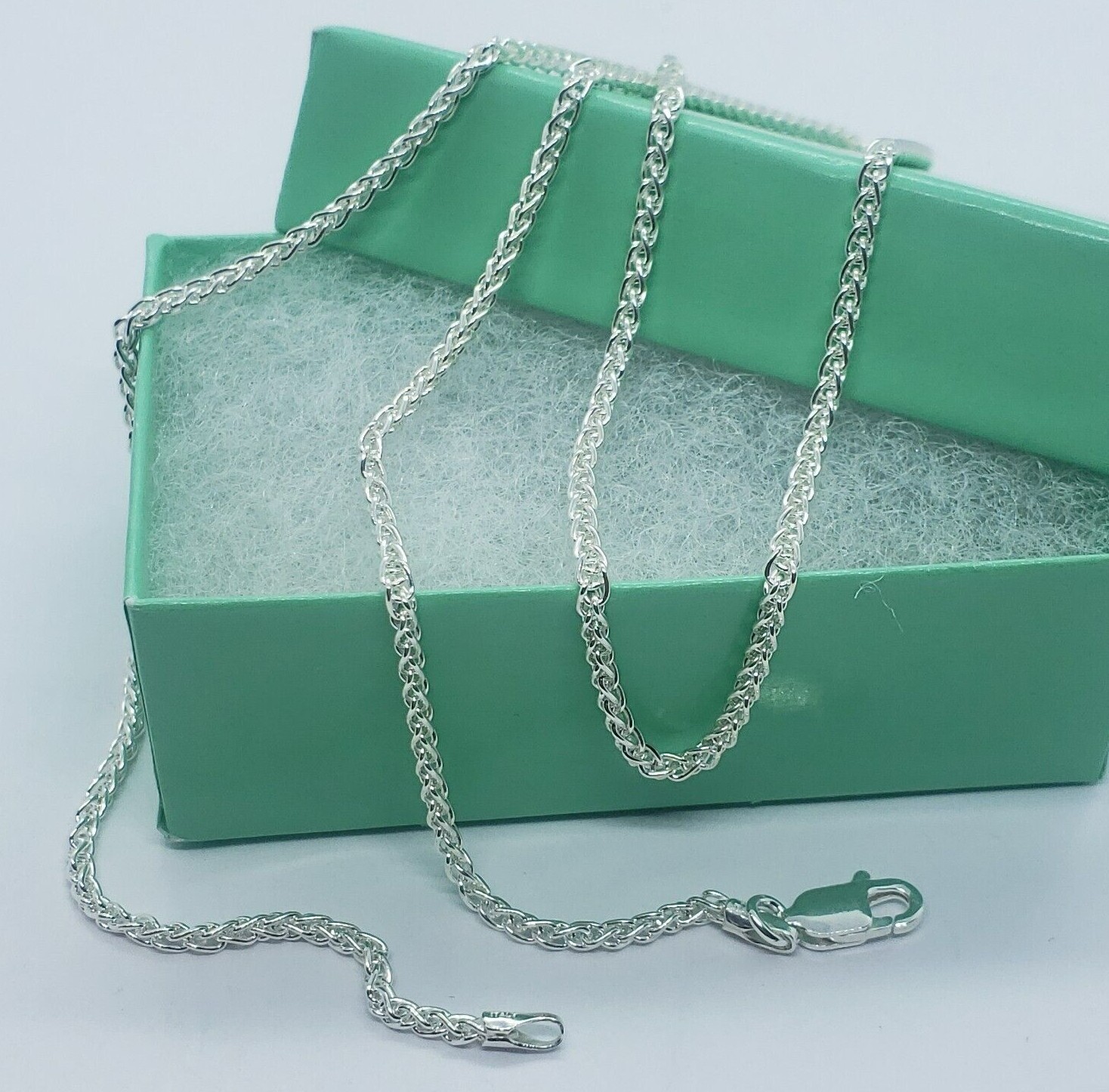 925 Sterling Silver Spiga Wheat Chain Necklace Bracelet 2.5mm Length 7″ to 30″