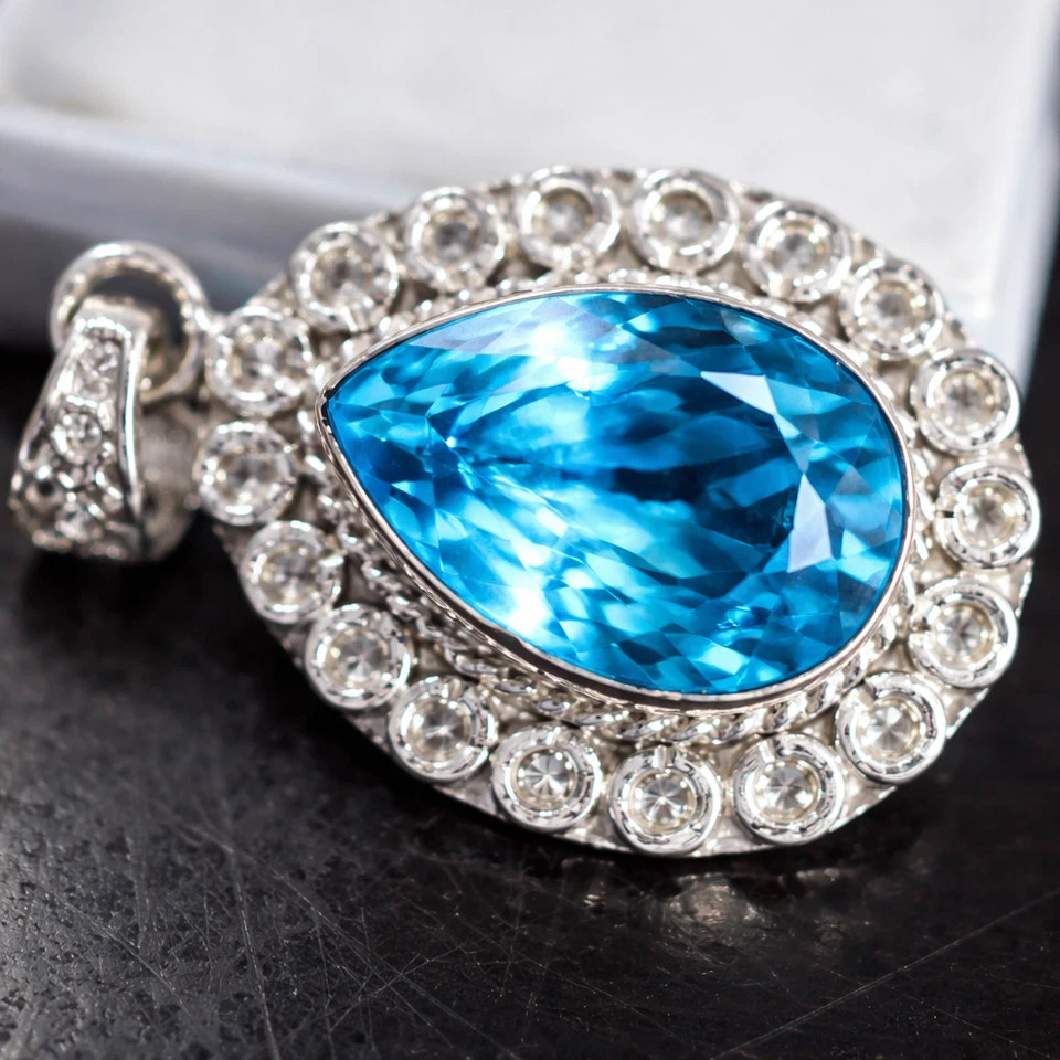 53.45 Ct Certified Natural Blue Paraiba Tourmaline 925 Silver Pendant Loose Gems