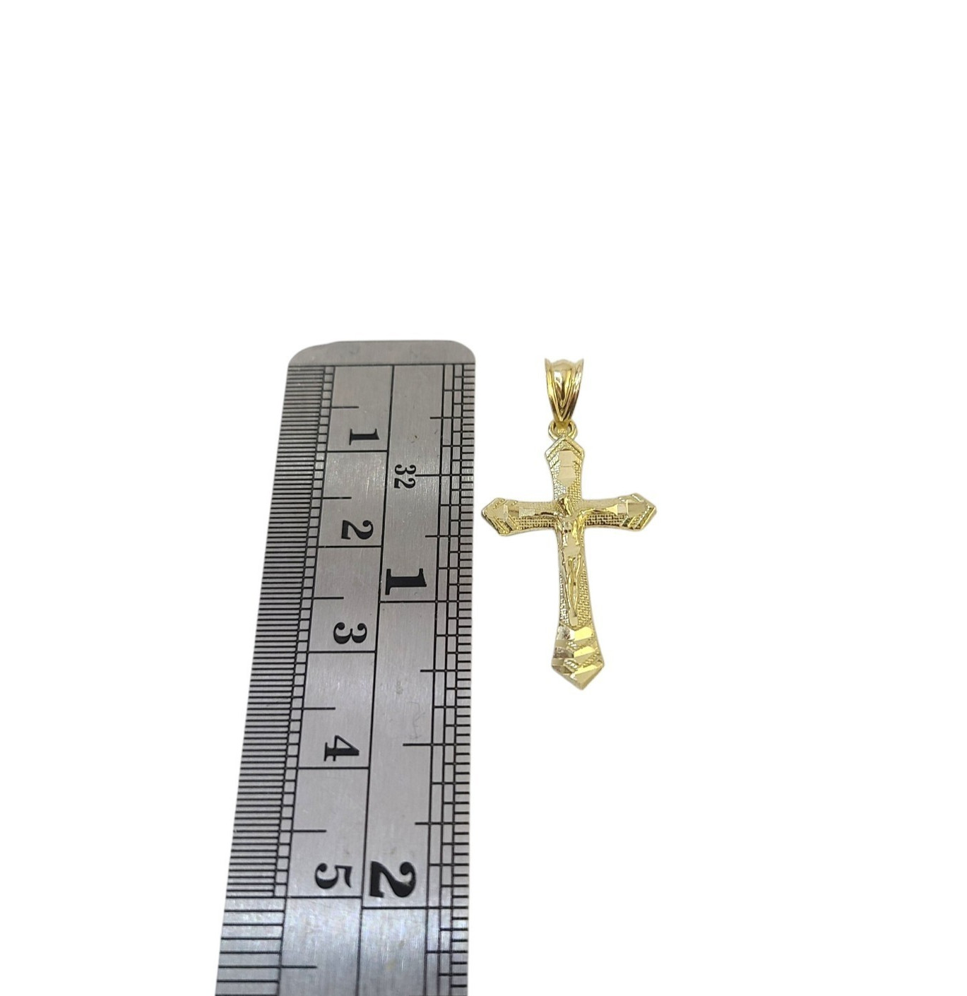10K Gold Crucifix Cross Pendant 1.25″ Jesus Christ Charm Religious