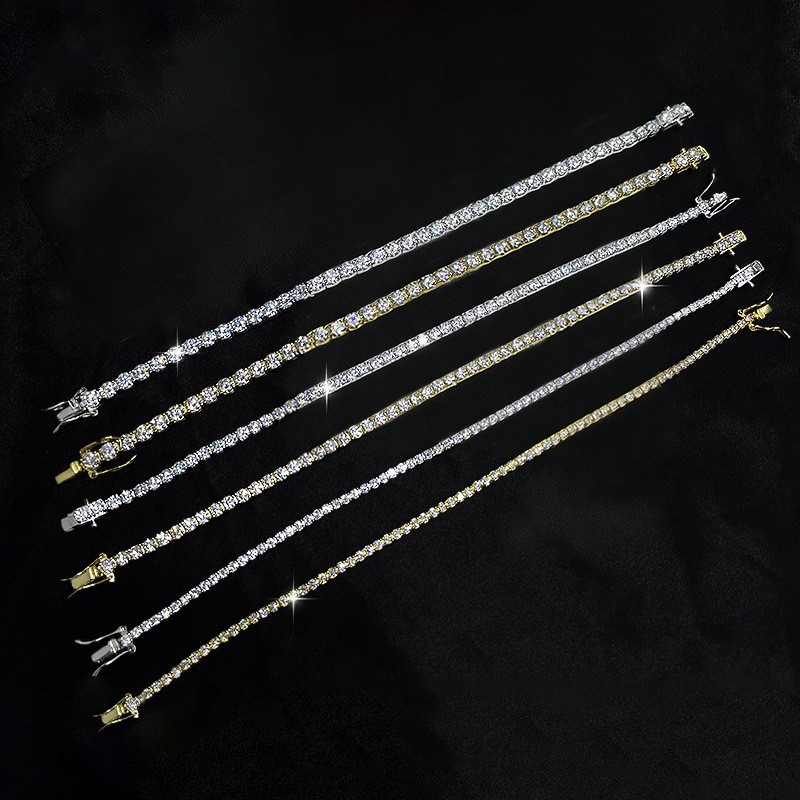 2/3/4mm Real Moissanite Tennis Chain 925 Silver Pass Diamnd Tester! More Size