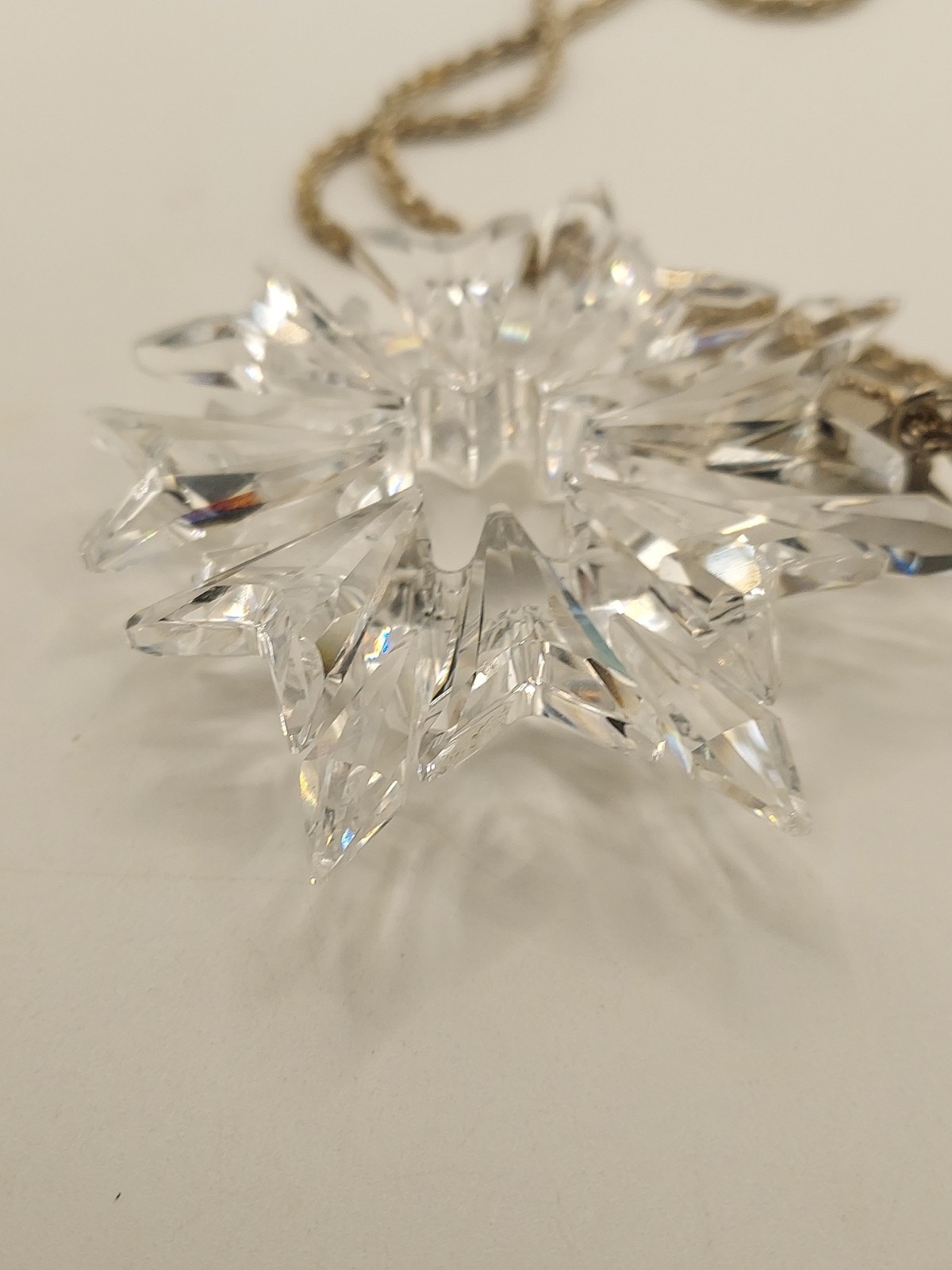 Swarovski Crystal Snowflake Star Pendant 925 Italy Rope Chain 28” 2003