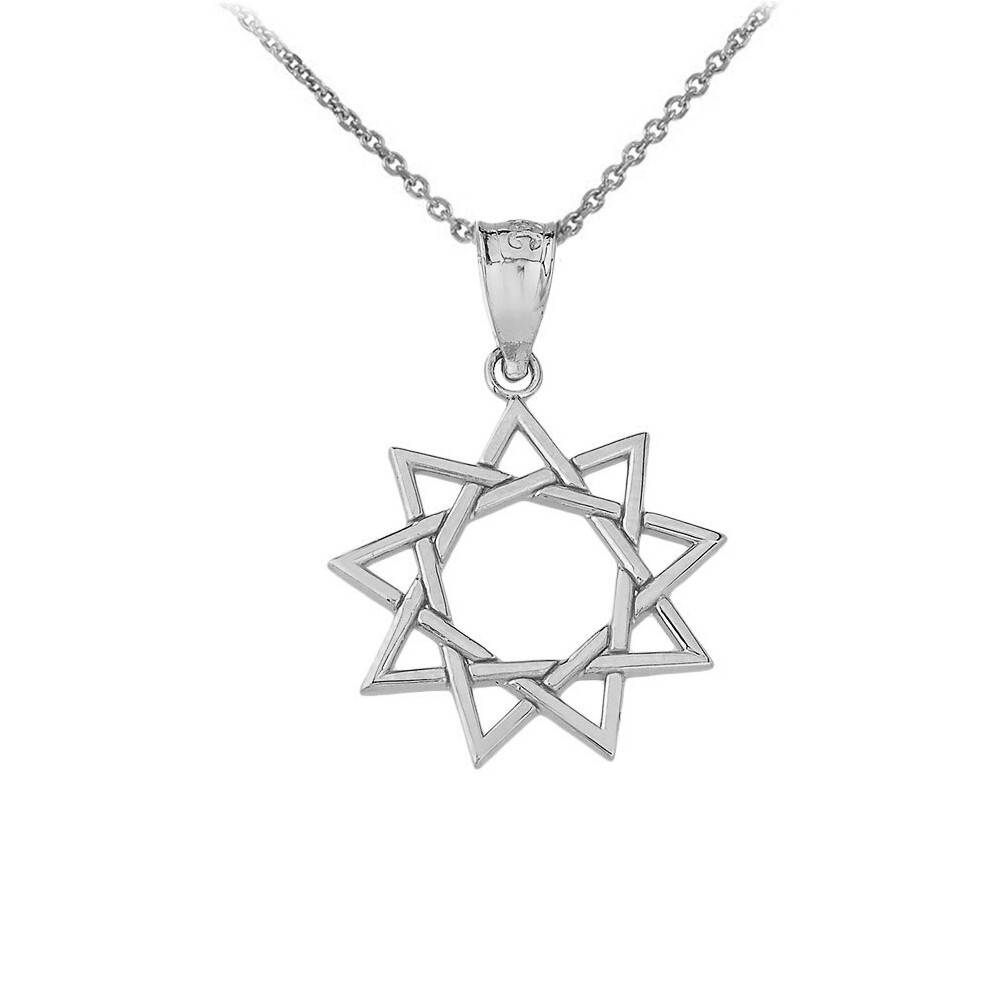 Gold 9 Point Baha’i Star Faith Pendant Necklace