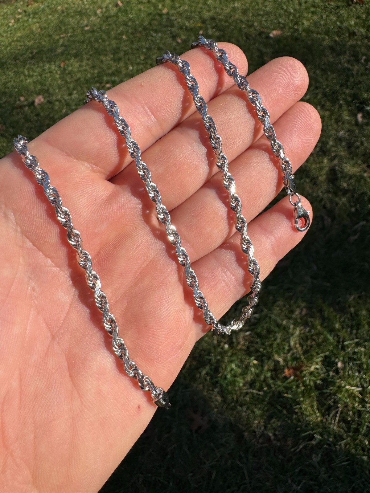 Solid 14k White Gold Men’s Women’s Real Rope Chain Necklace 1.5mm-4mm