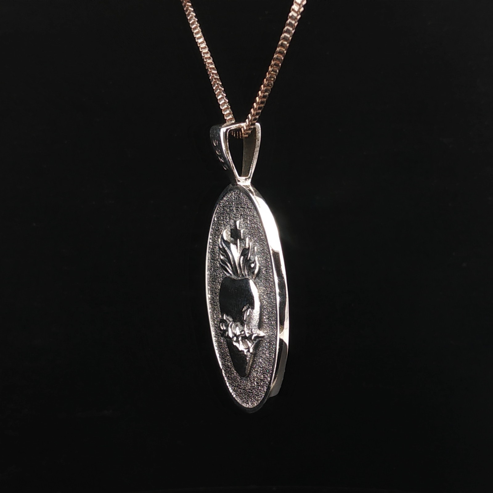 925 Sterling Silver Sacred Heart & Divine Mercy Sterling Silver Medal Necklace