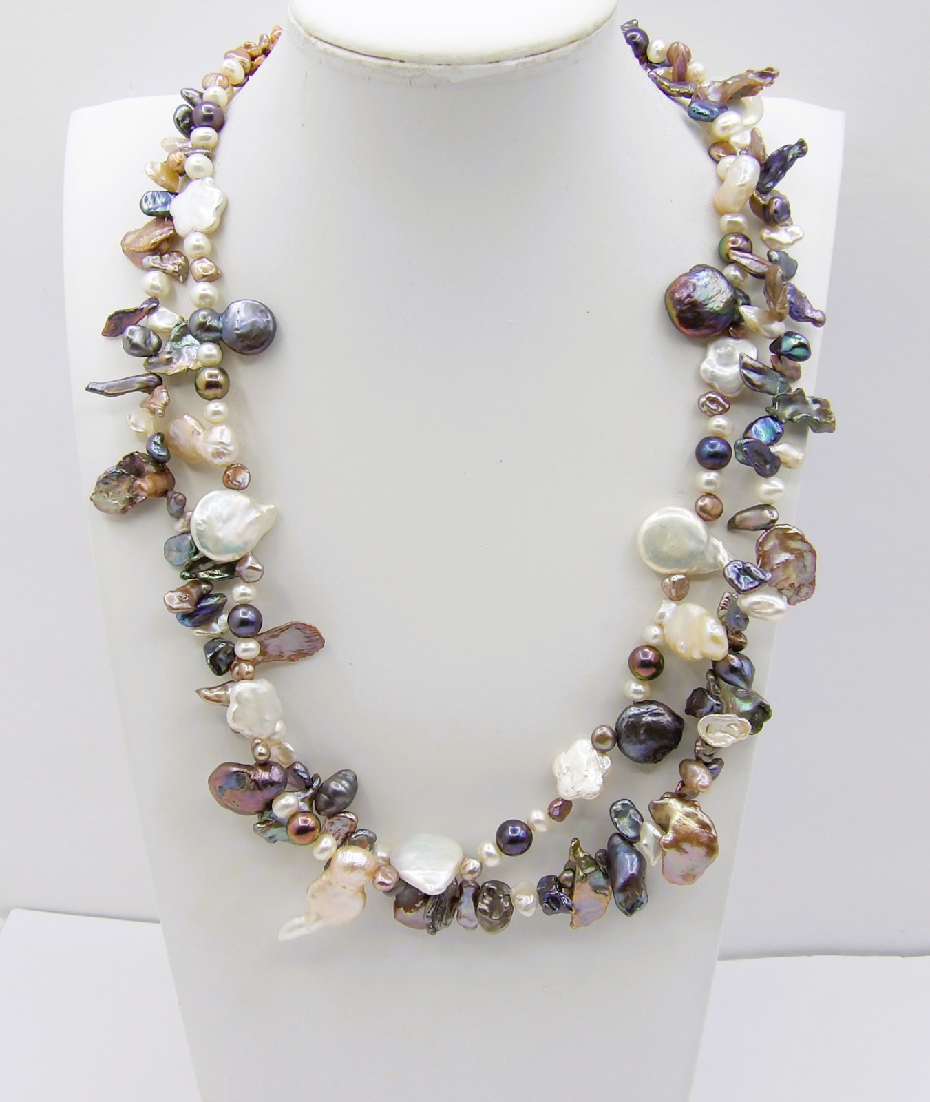 19.5 inches long Multicolor Mix shapes Genuine Freshwater Pearl Necklace NK957