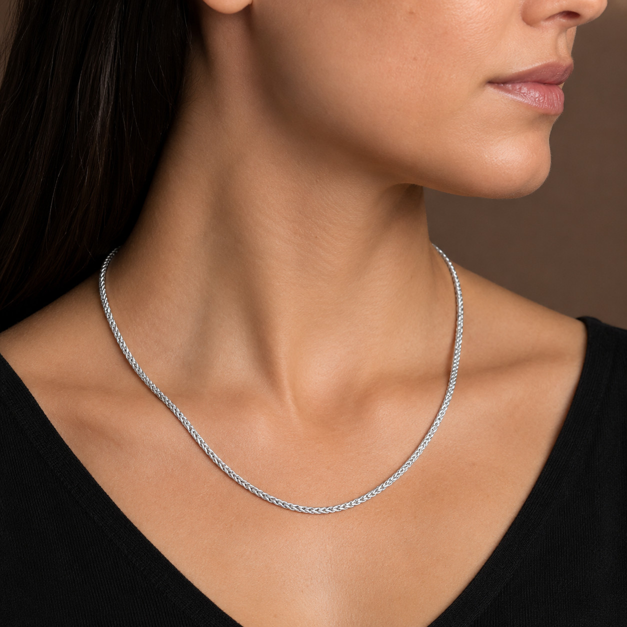 925 Sterling Silver Rhodium Plated Franco Chain Necklace – 2.4mm