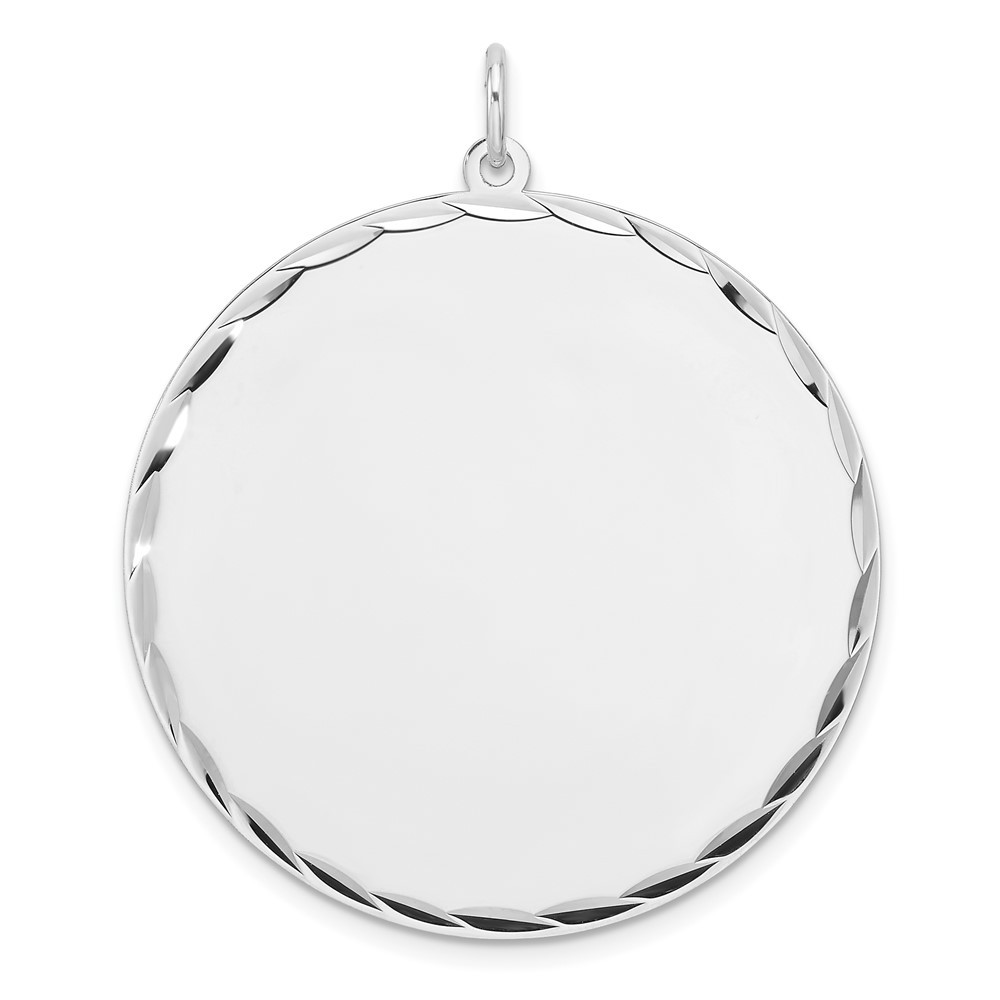 Sterling Silver Engraveable Round Polished Front/Back Disc Charm Pendant 4.17gm