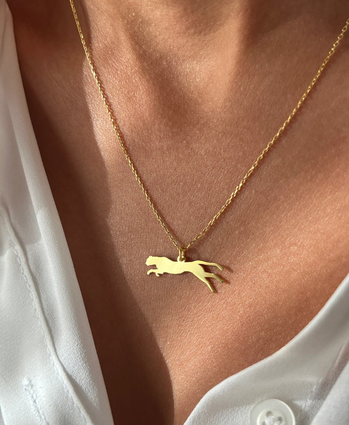 Solid 925 Sterling Silver Leopard Pendant Necklace Gold Filled Birthday Gift