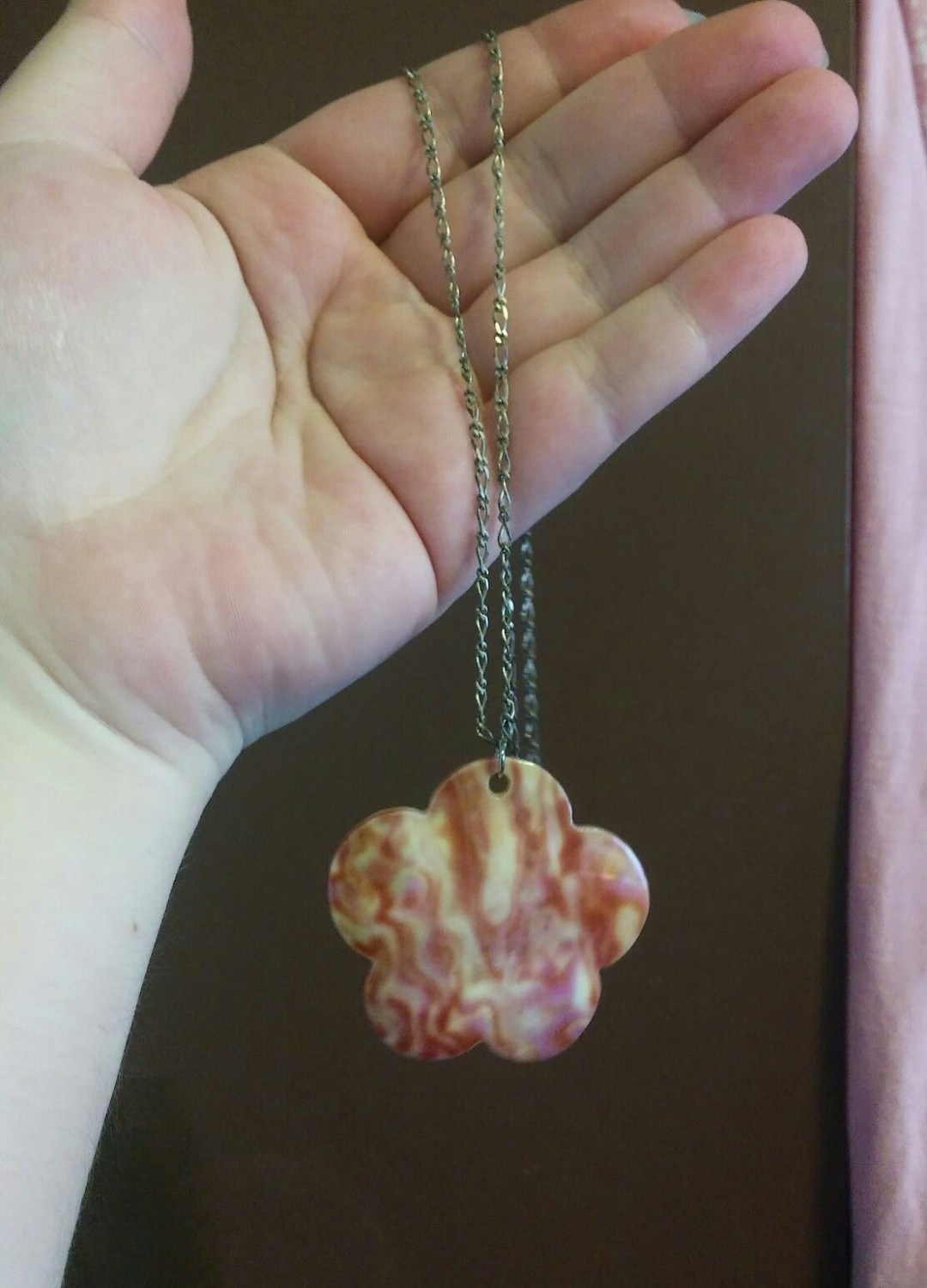 Natural Rare Sunrise Albalone Shell Pendant Sterling Silver Chain Necklace Set