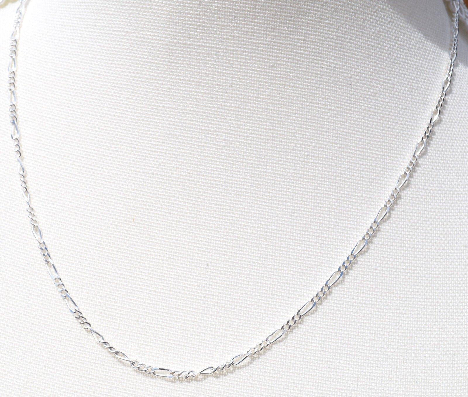 Figaro 3 + 1 Chain Italian 925 Sterling Silver 2.1mm Chain 18″ Spring Ring Clasp