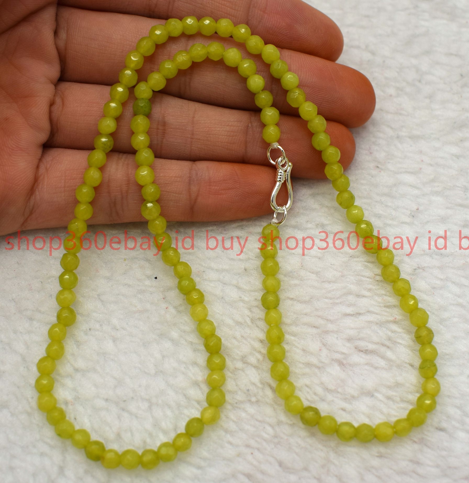 Natural Pretty 4mm Faceted Green Peridot Round Gemstone Beaded Necklace 16-28in