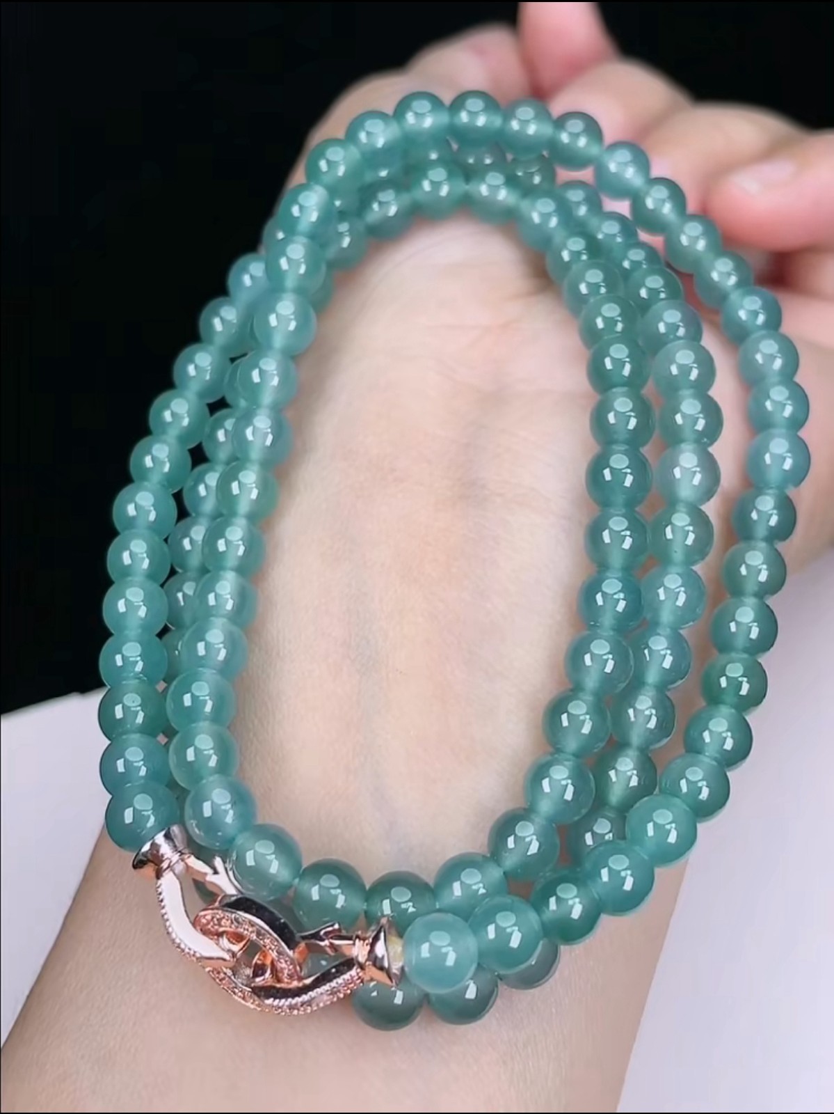 RARE High Quality Icy Blue Water 蓝水 Jadeite Jade 5.7mm/Bead Necklace/Bracelet【A】