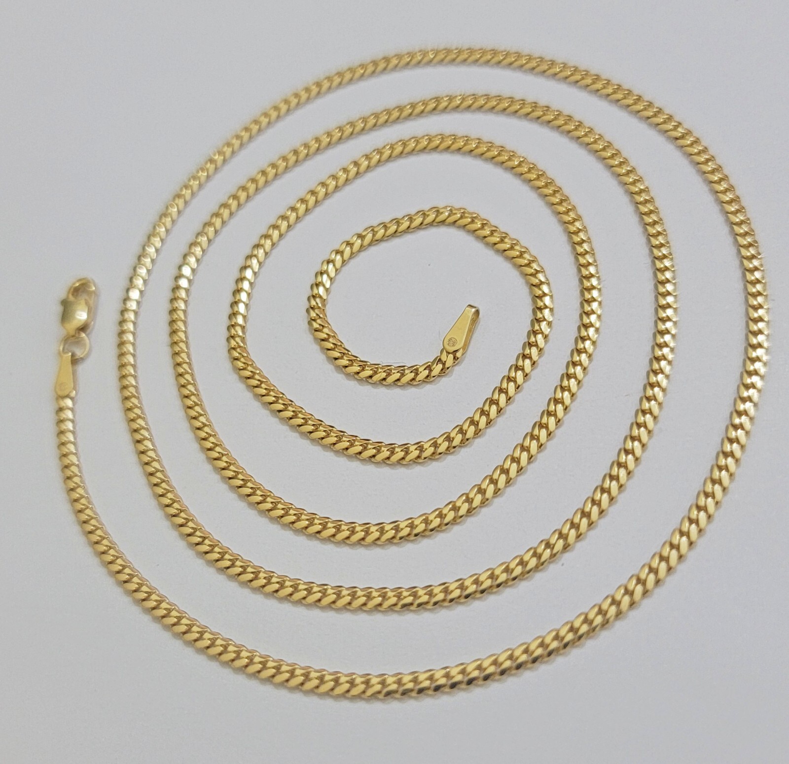 Solid 18k Yellow Gold Necklace Chain Miami Cuban Link 2mm 18″-24 Inch Real 18kt