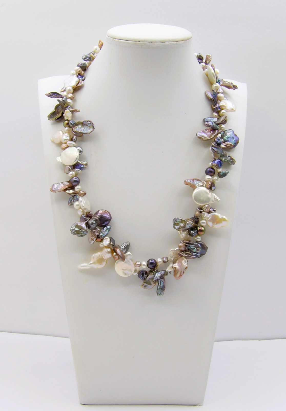 19.5 inches long Multicolor Mix shapes Genuine Freshwater Pearl Necklace NK957