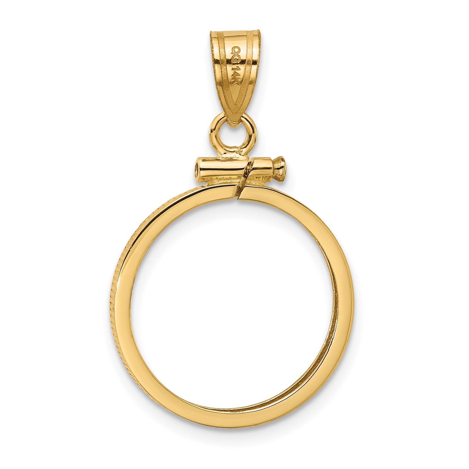 10¢ Roosevelt Dime Coin Bezel 17.8mm Screw Top Reeded 14k Yellow Gold