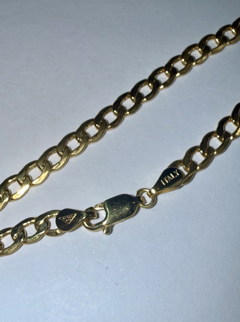 ESTATE Solid 10K Gold Semi-Hollow 3.9mm Curb Chain Necklace 22”