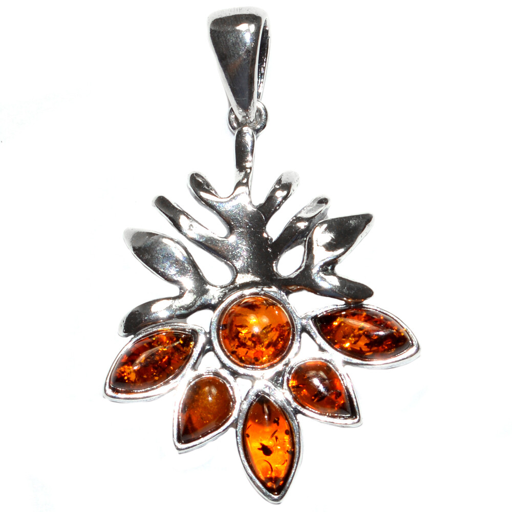4.2g Authentic Baltic Amber 925 Sterling Silver Pendant Jewelry N-A343
