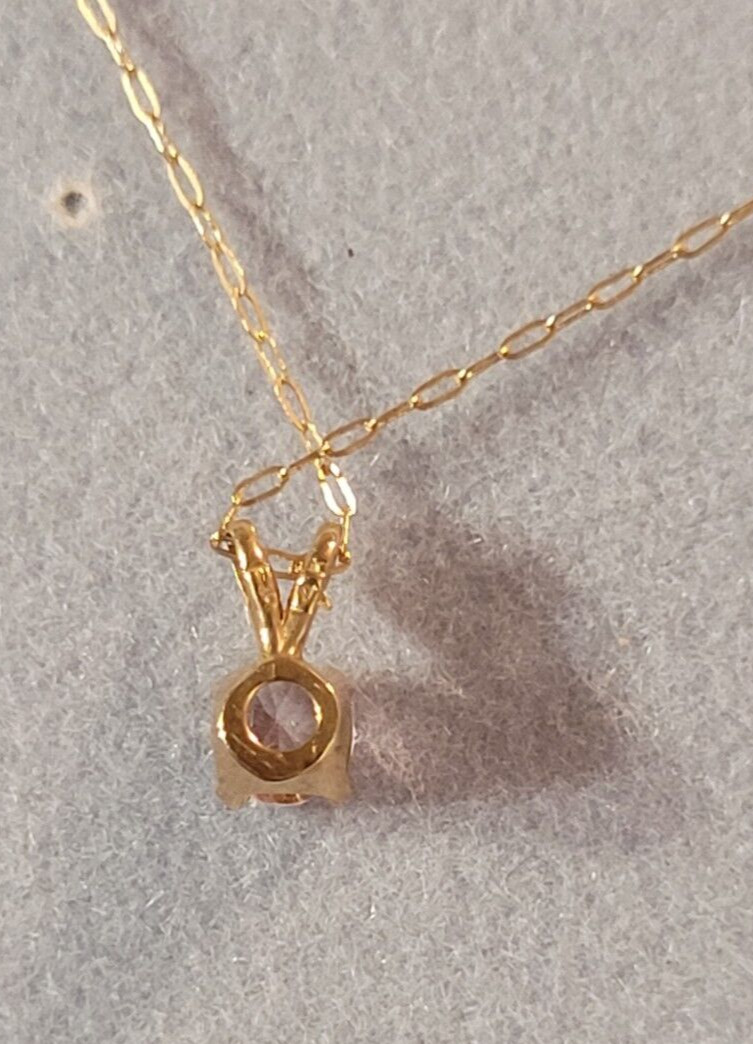 14k Yellow Gold NATURAL PINK TOURMALINE Pendant w 18″ Cable Chain Approx .24 ct