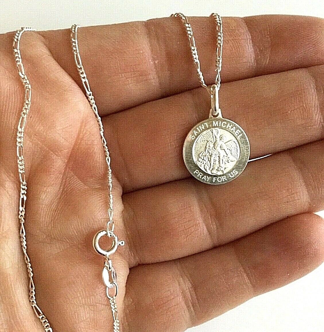 925 STERLING SILVER S.MICHAEL NECKLACE 20″/CADENA DE SAN MIGUEL EN PLATA – 15mm