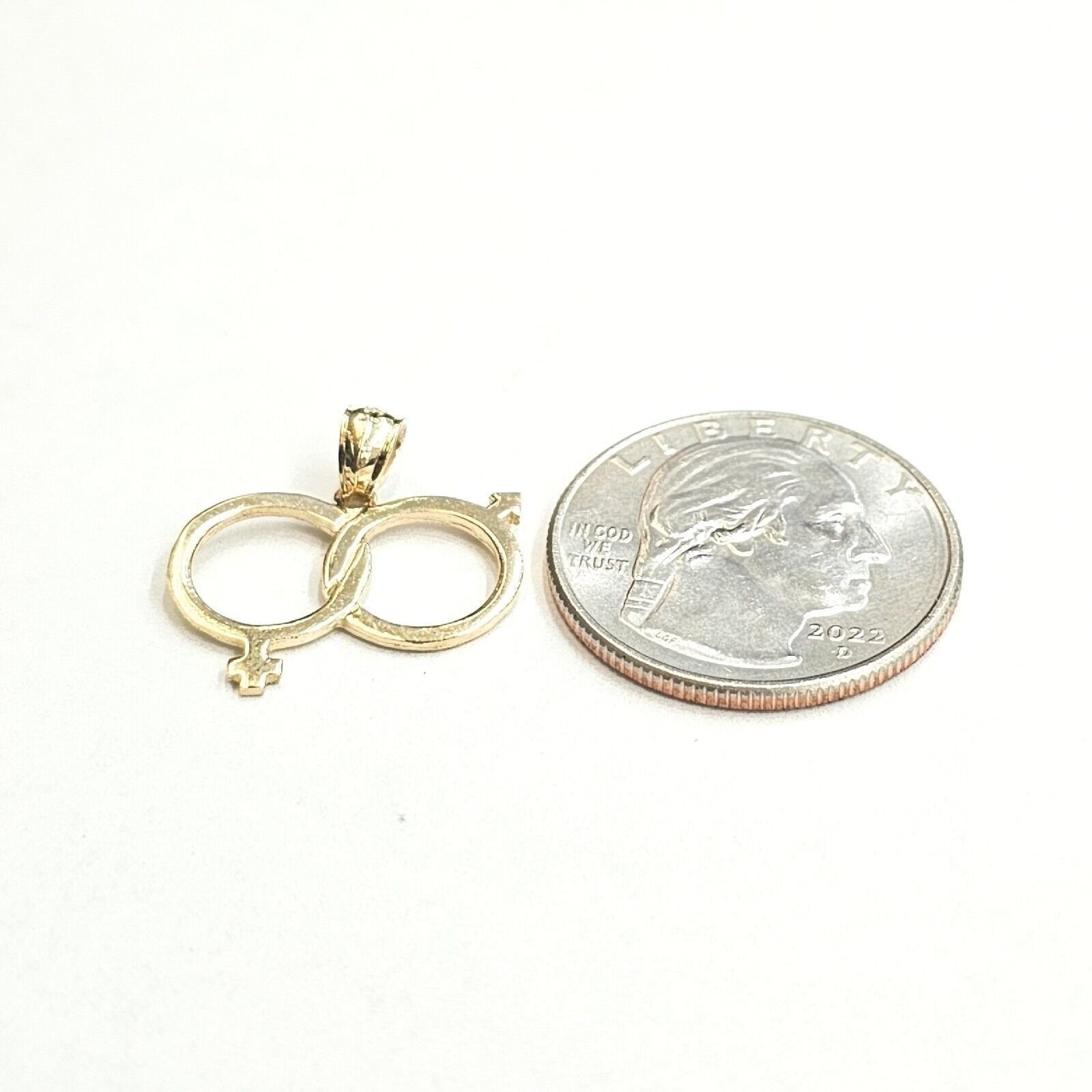 14k yellow Gold male female gender sign symbol Pendant charm fine jewelry 1.4g