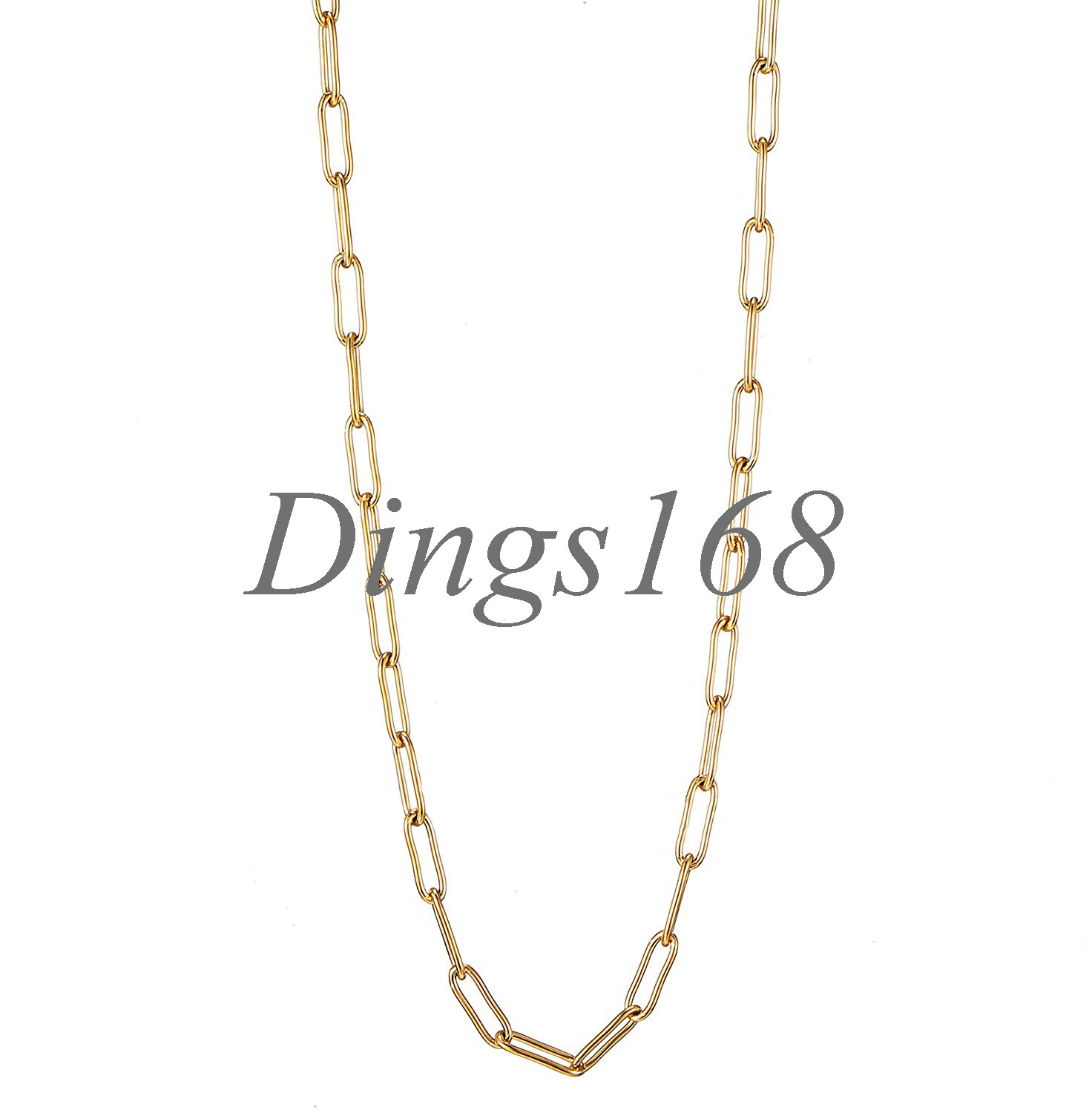 18K Gold Filled Nickel-Free Elegant 3.5mm Paper Clip Link Chain Necklace 16″-24″