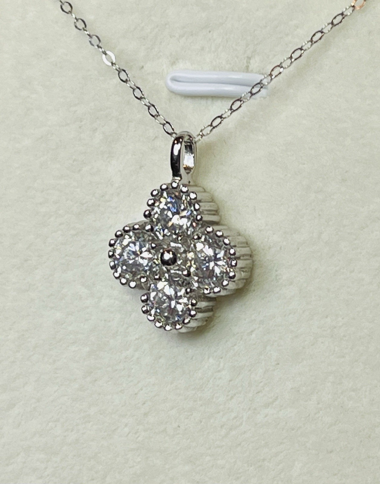 925 Sterling Silver Bling Bling 2 CTW VVS1 Clover Moissanite Pendant Necklace