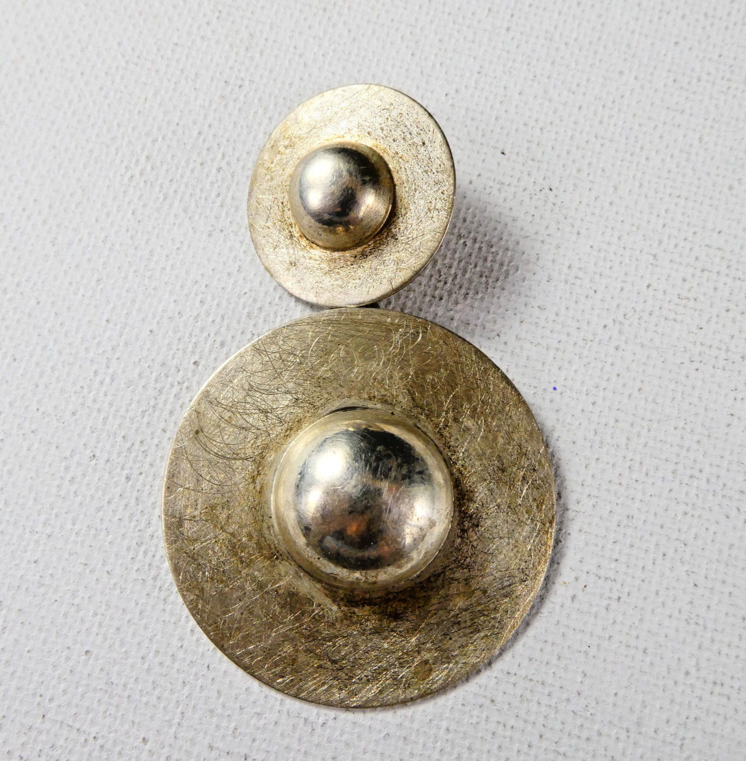 Vintage Modernist Sterling Silver Pendant 925 Round 2.25″ MOD Retro