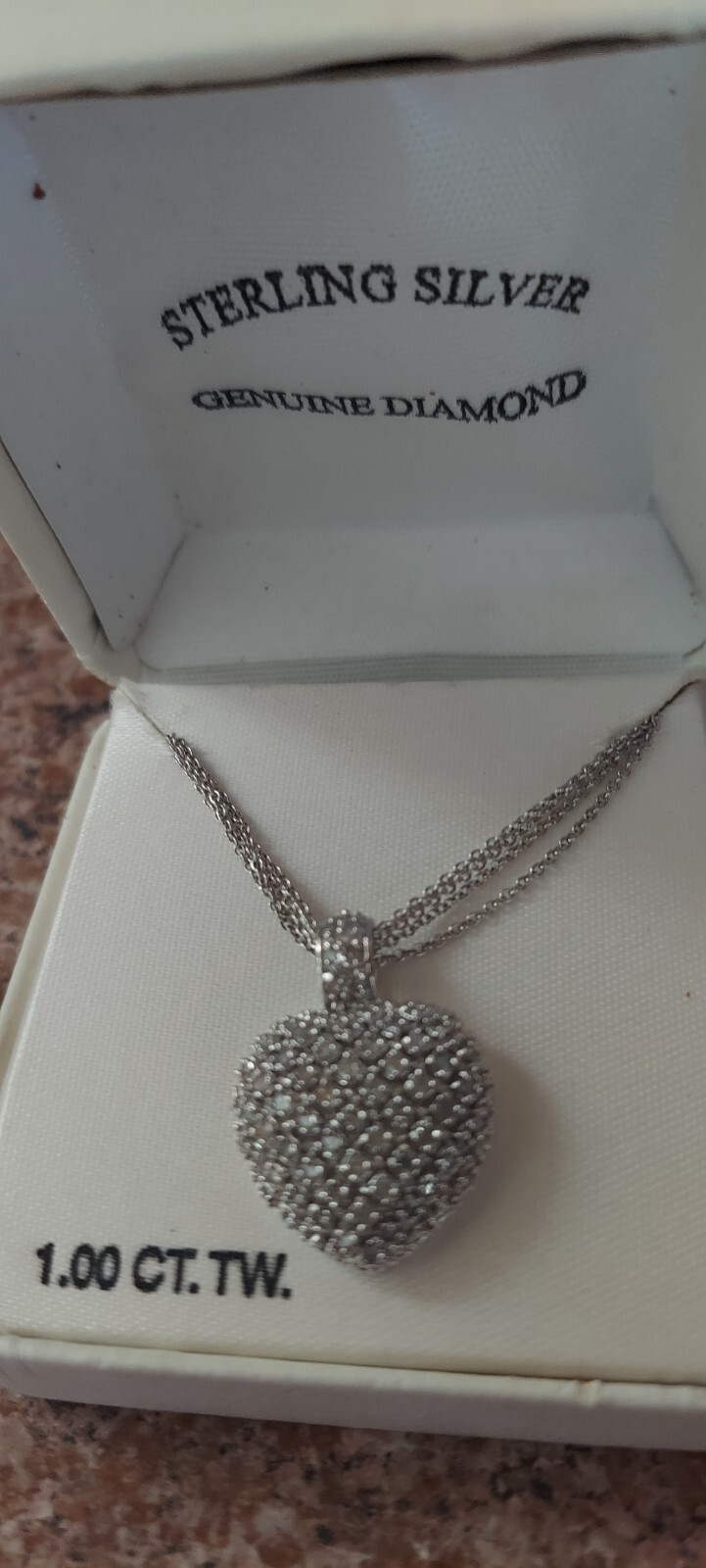 Sterling 1.00 Carat T.W. pave’ Diamond Heart Pendant Necklace MSRP: $495 A4308YS