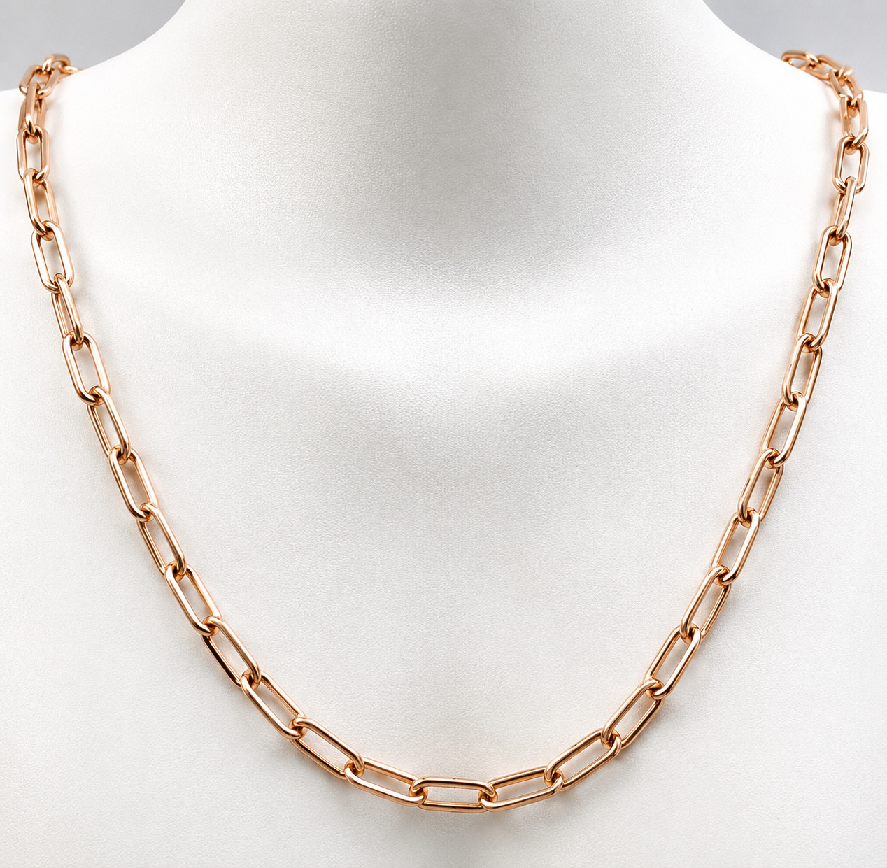 Genuine Solid 9ct 9k 375 Rose Gold Handmade Paper Clip Paperclip 45cm Necklace