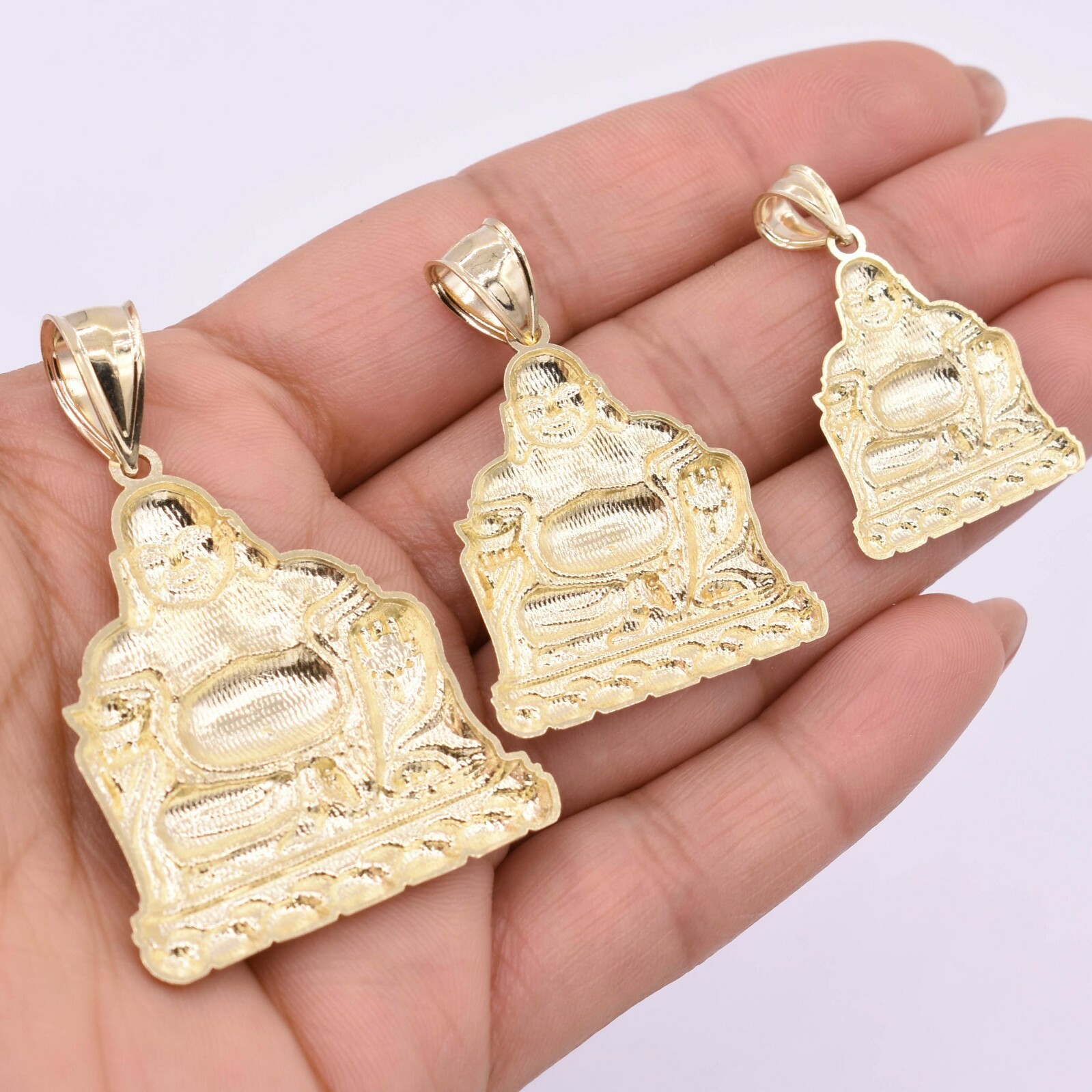 Happy Buddha Pendant Charm Real 10K Yellow Gold ALL SIZES