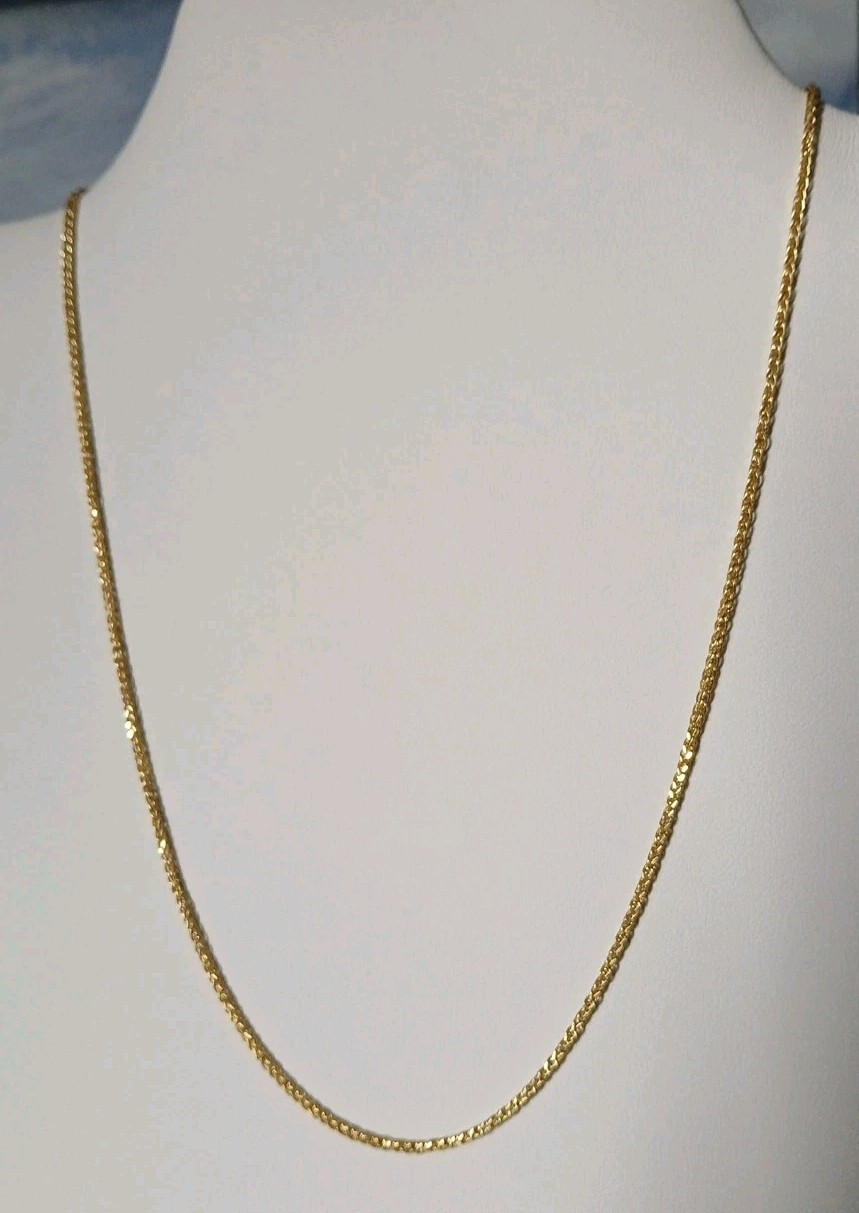 10k Gold Spiga Wheat Chain Necklace 1.7mm 16 Inch
