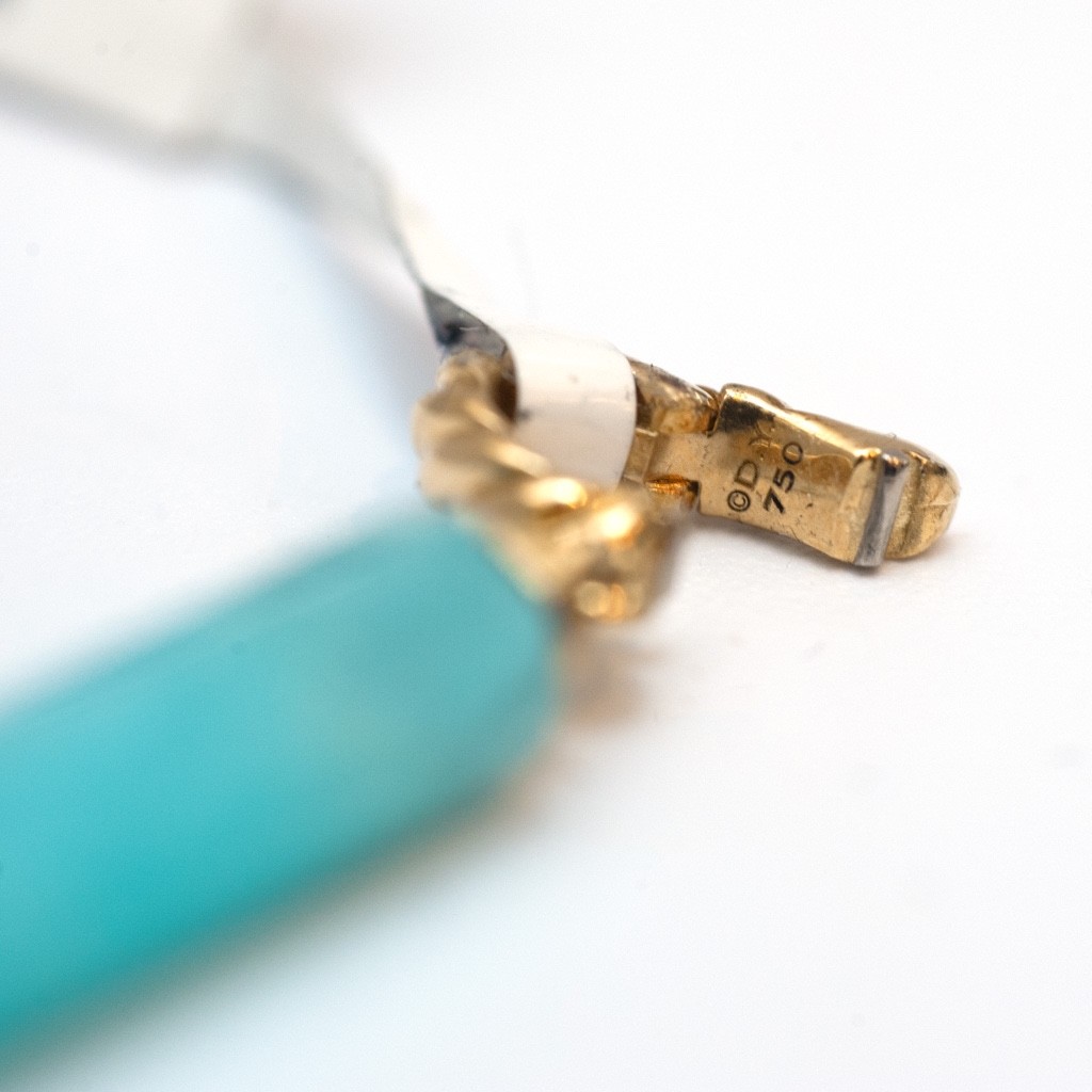 DAVID YURMAN New Ladies 20x5mm Barrel Charm Enhancer with Amazonite & 18K Gold