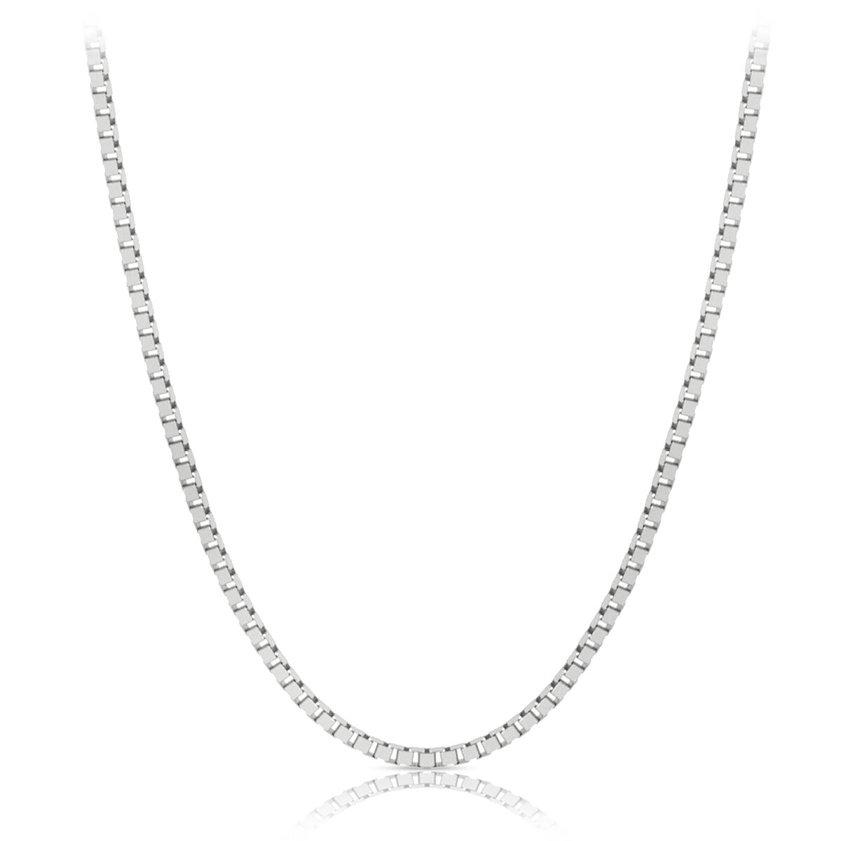 14k White Gold Classic Box Chain 0.45mm Width 16″-20″ Inch Length Necklace