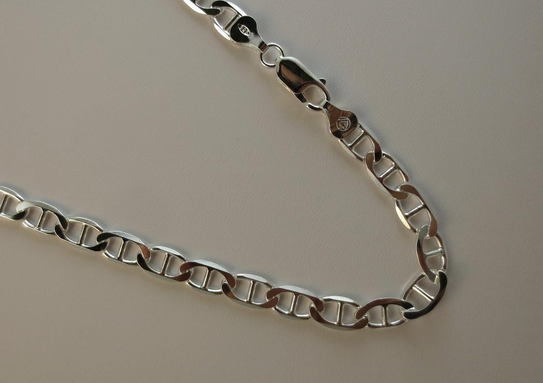 6mm Marina Chain, 7,8,9,18,20,22,24,30 inch. Pure .925 Italian Sterling Silver.