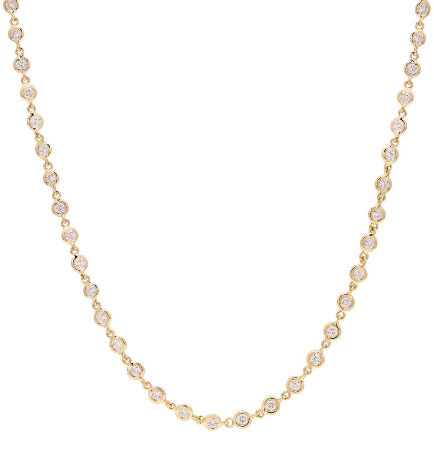5Ct Moissanite Set Layering Stackable Station Necklace in 10K Yellow Gold Over