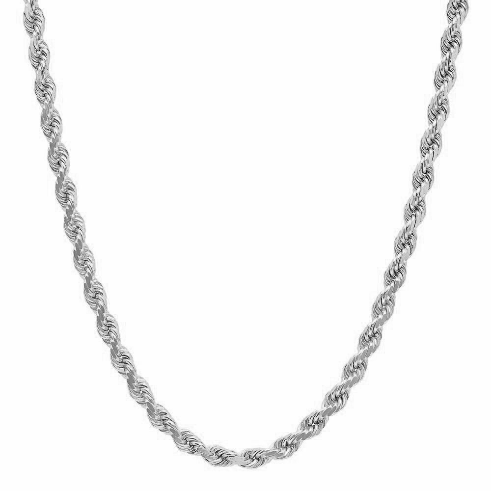 Solid 925 Sterling Silver Italian Rope Chain Mens Necklace 4.50mm – Diamond Cut