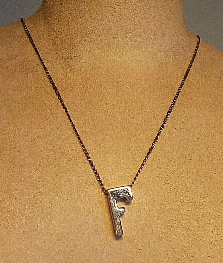 SS 925 MAKERS MARK (SYMBOL FOR MALE) INITIAL F PENDANT ON CHAIN LINK NECKLACES