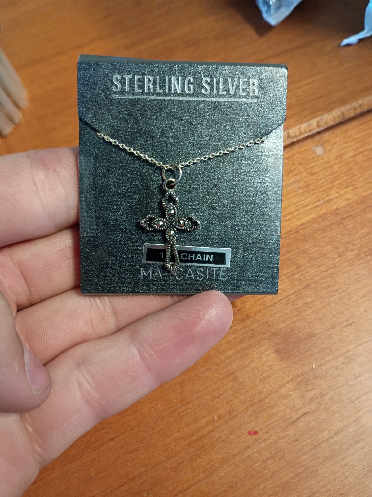 Sterling Silver Marcasite 18 Inch Chain With Original Packaging