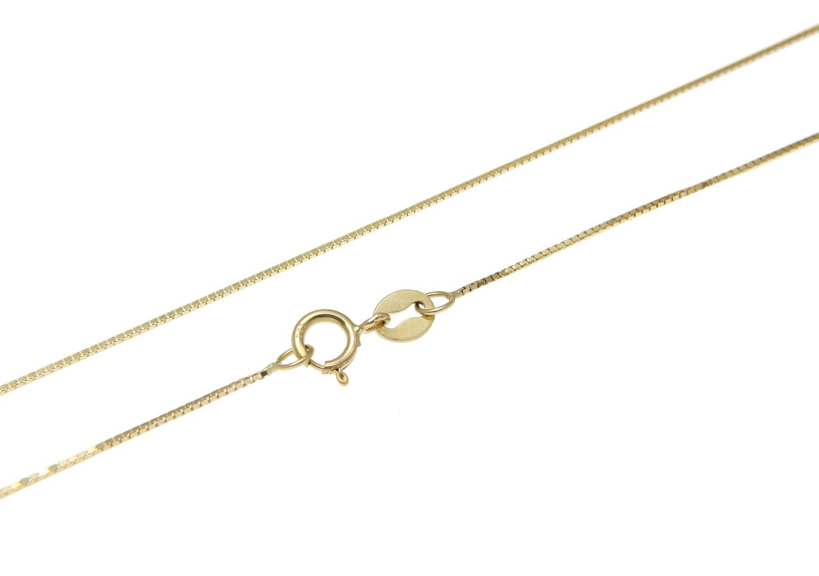 SOLID 14K YELLOW GOLD ITALIAN 0.6MM BOX CHAIN NECKLACE 16″