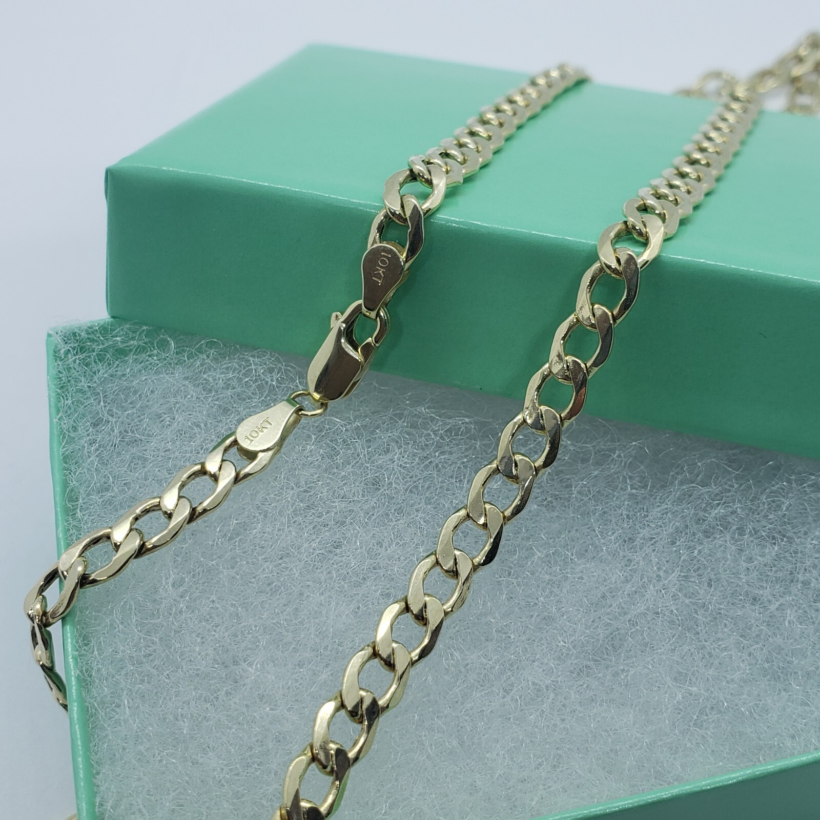 10K Yellow Gold Hollow Cuban Curb Chain Link Necklace Bracelet 5.5mm 7mm 7″~30″